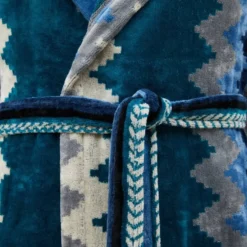 Accappatoio Carrara in Spugna Zig-Zag Blu con Cappuccio