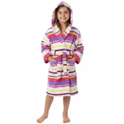 Accappatoio JUNIOR 6 anni in spugna con cappuccio GABEL Tropical ROSA