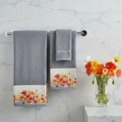 Asciugamani 1+1 con Papaveri Avio | Spugna Floreale Bagno
