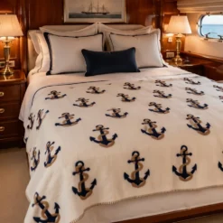 BenasciuttiCasa Plaid Lana Cotta 170x170 Ancore Avorio Coastal Chic
