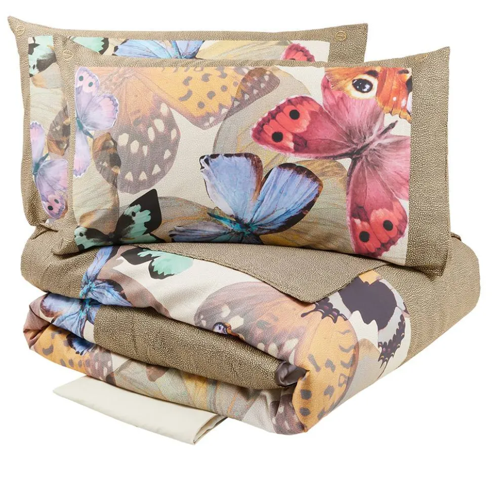 Completo copripiumino BORBONESE matrimoniale raso Butterfly