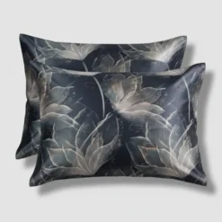 Completo copripiumino matrimoniale raso MIRABELLO Abstract Flower blu