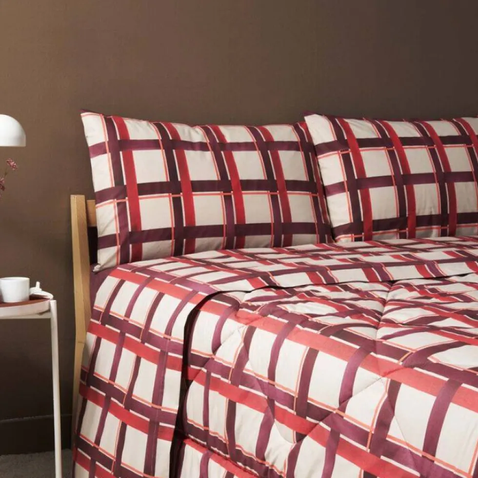 Completo lenzuola Bassetti matrimoniale in cotone CHECK R1