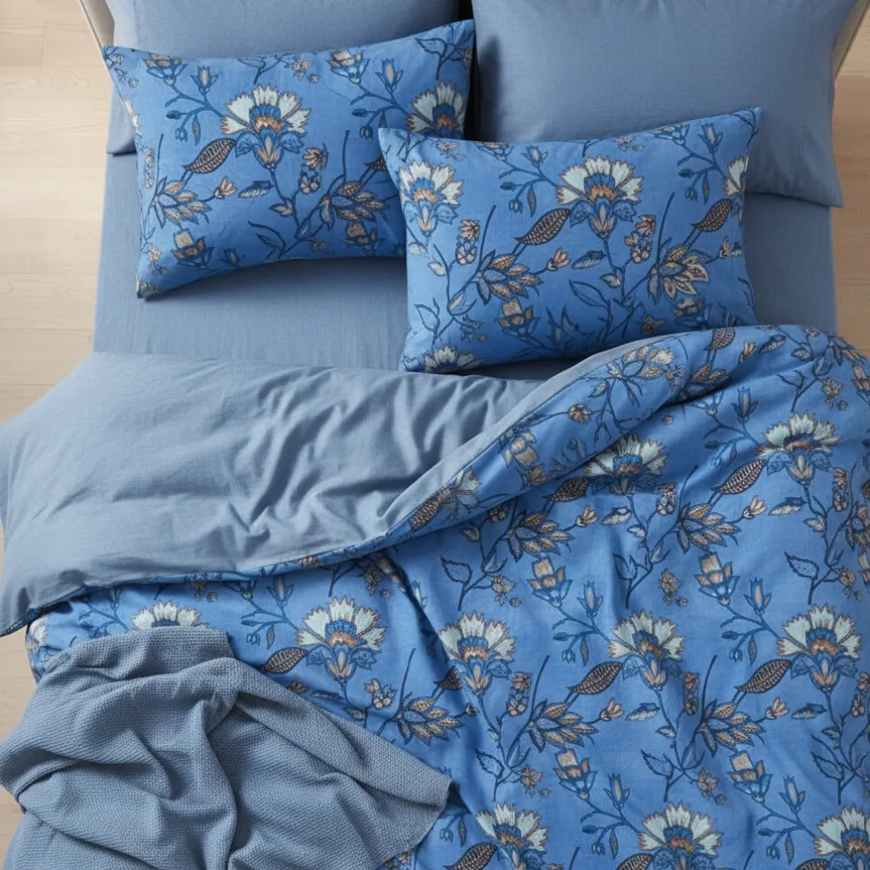 Completo Lenzuola in cotone matrimoniale Bassetti SIKAR Orientale blu