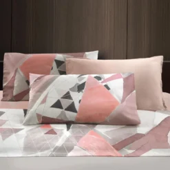 Completo lenzuola in puro cotone Gabel Shape Roseto