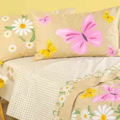 Completo Lenzuola Margherite Caleffi Naturale | Letto Singolo cotone