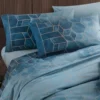 Completo lenzuola matrimoniali in cotone Gabel Deco bluette