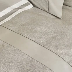 Completo lenzuola matrimoniali in raso Fazzini Sashiko grigio