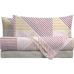 Completo Letto Matrimoniale Ramsey | 100% Cotone malva geometrico