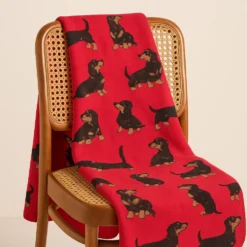 Coperta da divano in lana cotta infeltrita Made in Italy 150x170 cm Bassotto rosso