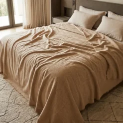 Coperta lana merino lavabile Lanerossi beige 240x260 matrimoniale