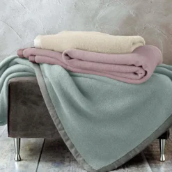 Coperta LANA Vergine Matrimoniale SOMMA ORIGAMI Blu Polvere