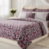 Coperta matrimoniale Lana Cotta floreale porpora fondo grigio 250x205