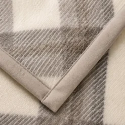 Coperta Matrimoniale Marzotto MARTA Check beige in Pura Lana Vergine