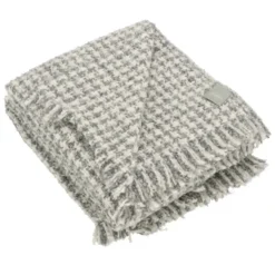 Coperta Matrimoniale SOMMA Ecuador bianco e grigio 210x250 con frange