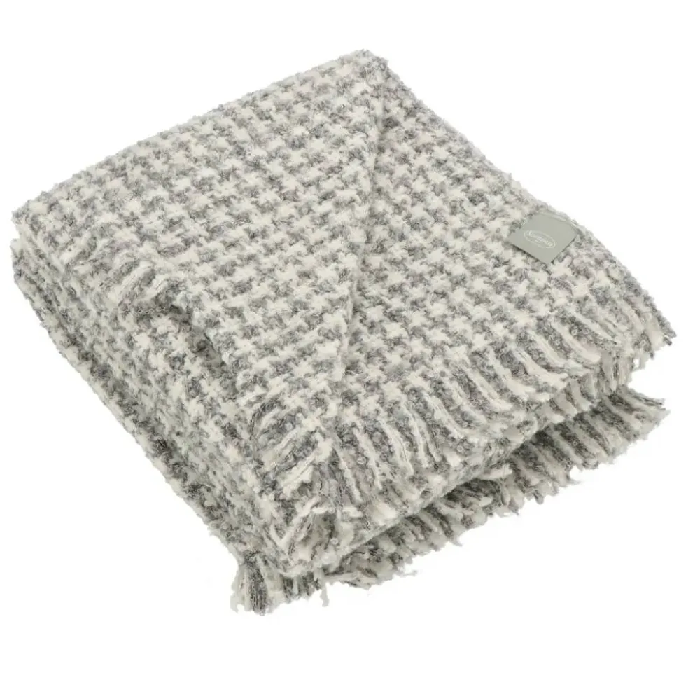 Coperta Matrimoniale SOMMA Ecuador bianco e grigio 210x250 con frange