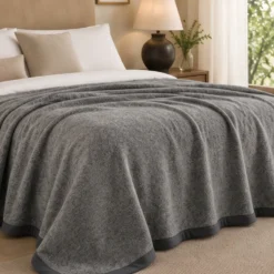 Coperta 100% pura lana vergine Marta Marzotto antracite matrimoniale
