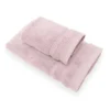 Coppia di asciugamani da bagno in spugna 650 gr rosa tinta unita