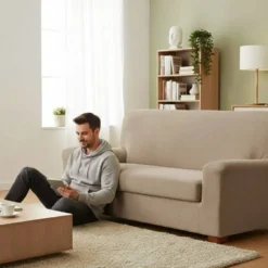 Copridivano Elasticizzato Tortora 165-220 cm | 3 posti con copriseduta