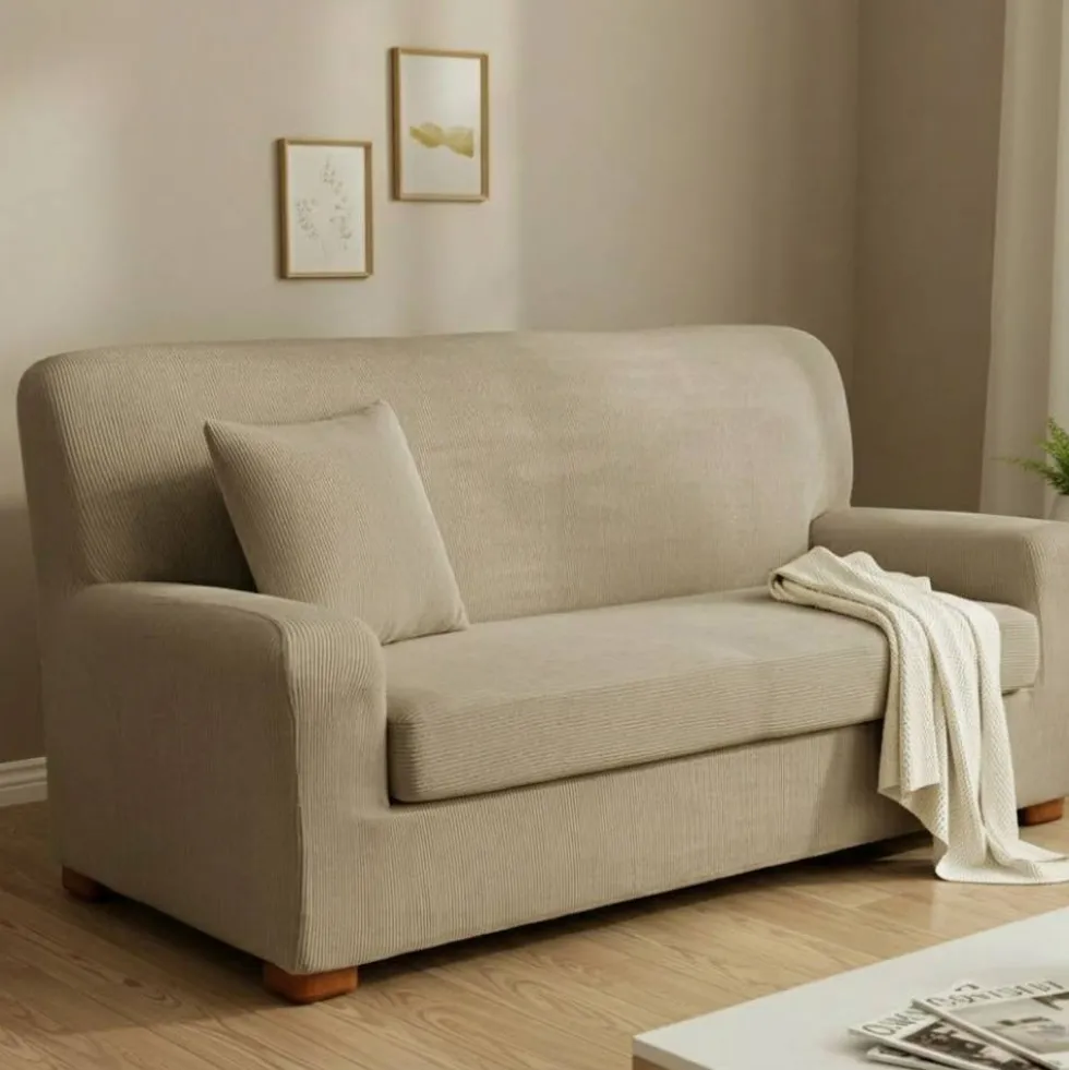 Copridivano Elasticizzato Tortora 165-220 cm | 3 posti con copriseduta