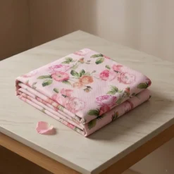 Copriletto Jacquard Floreale Matrimoniale a fiori rosa