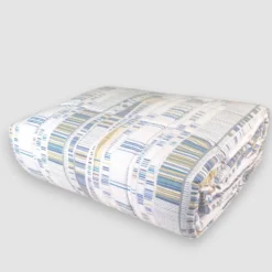 Copriletto primaverile matrimoniale in cotone Day Dream 2402 righe bluette