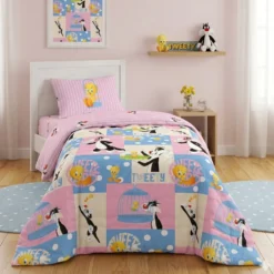 Copriletto trapuntato in cotone Caleffi I Love Tweety