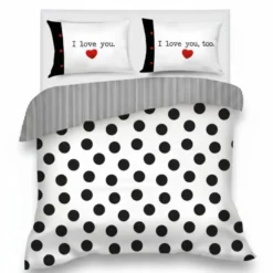 Copripiumino completo Camomilla in raso Mon Amour a pois black&white