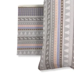 Copripiumino e federe cotone matrimoniale CLAUS renne beige