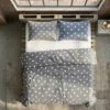 Copripiumino in cotone con federe matrimoniale pois grigio