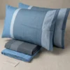 Copripiumino in cotone matrimoniale Bassetti Nostalgia zig-zag blu
