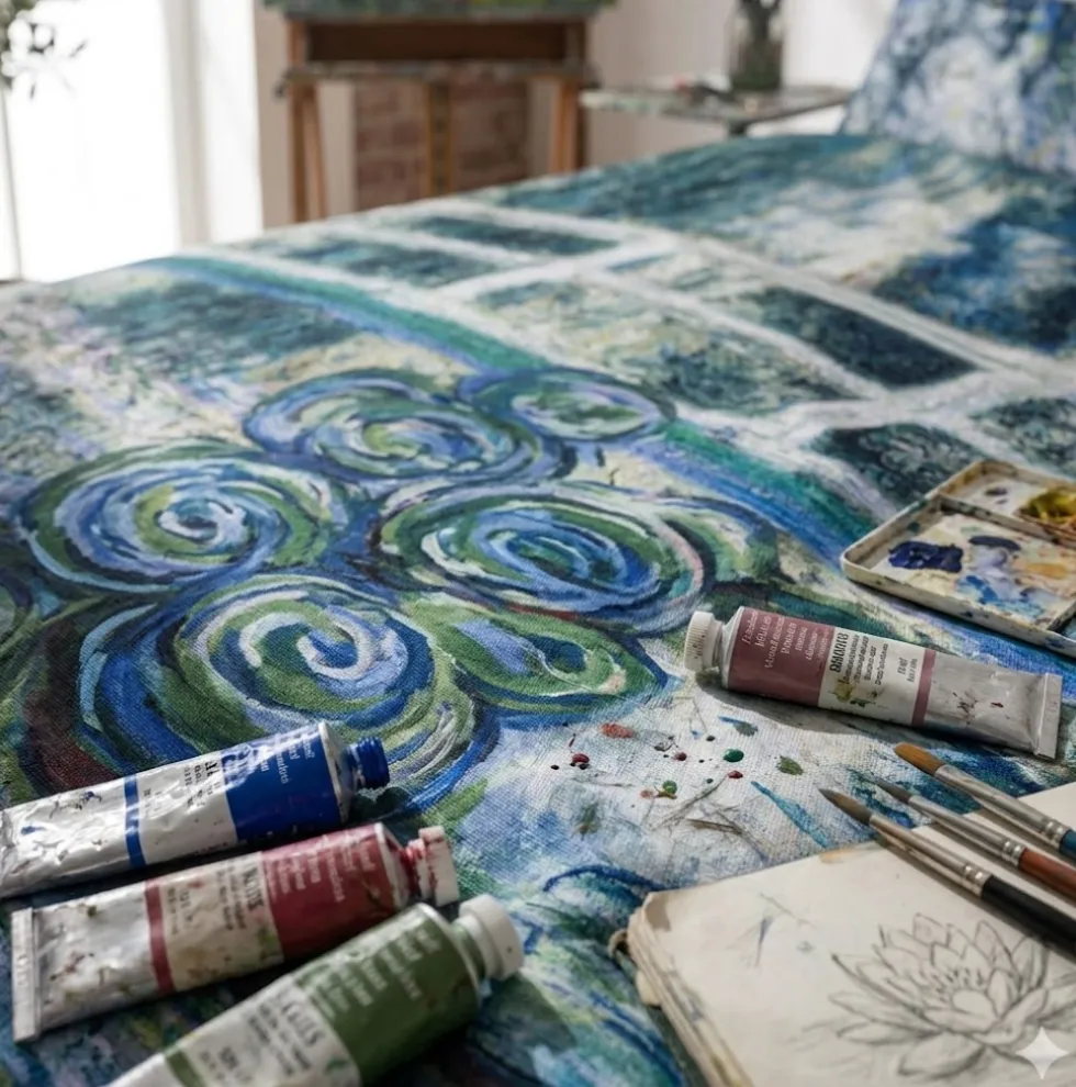 Copripiumino matrimoniale con federe 100% cotone Ninfee di Monet