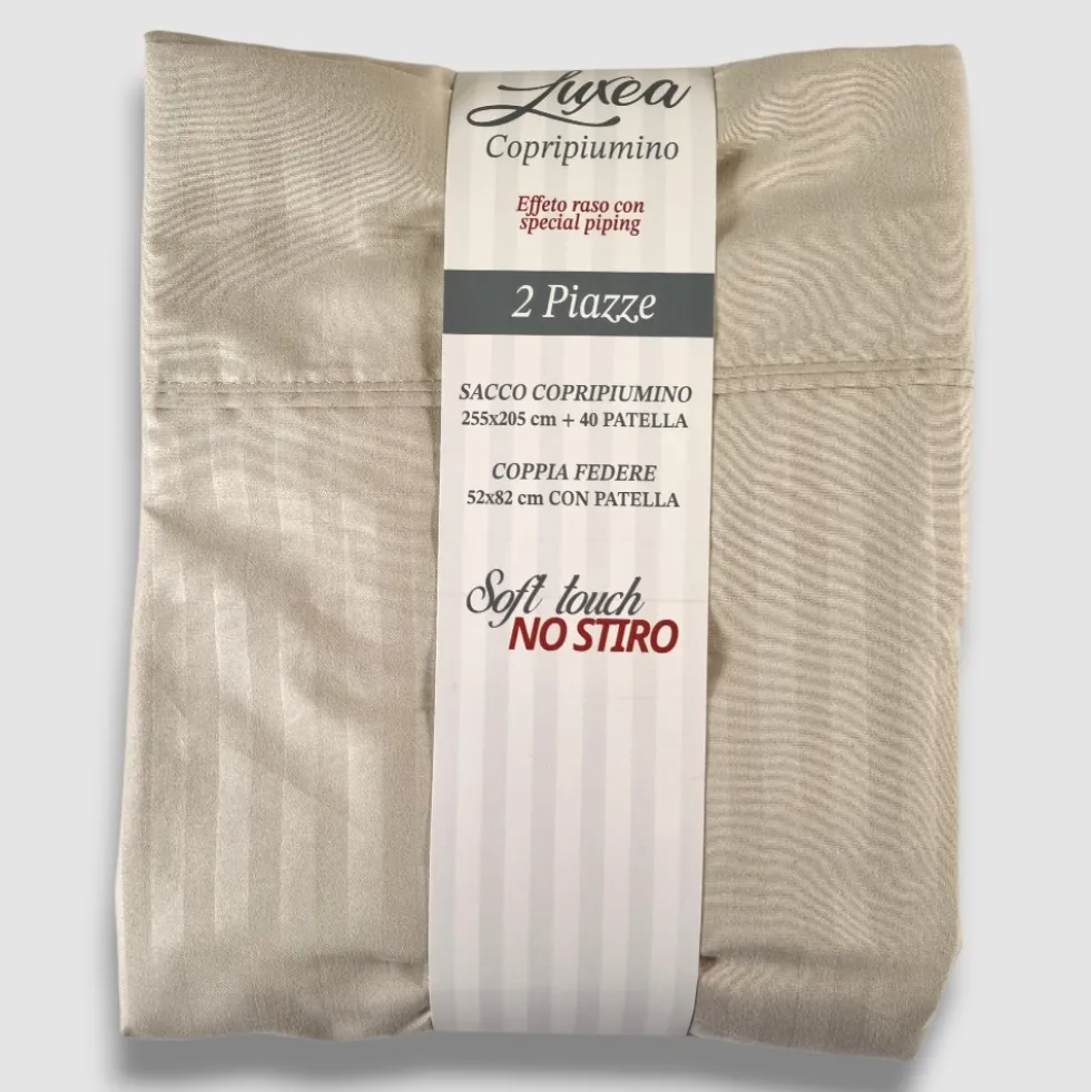 Copripiumino matrimoniale con federe LUXEA NO-STIRO corda jacquard