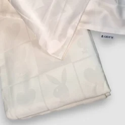 Copripiumino matrimoniale e federe in raso PLAYBOY Jacquard bianco
