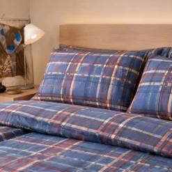 Copripiumone matrimoniale Bassetti Kilt B2 scozzese turchese