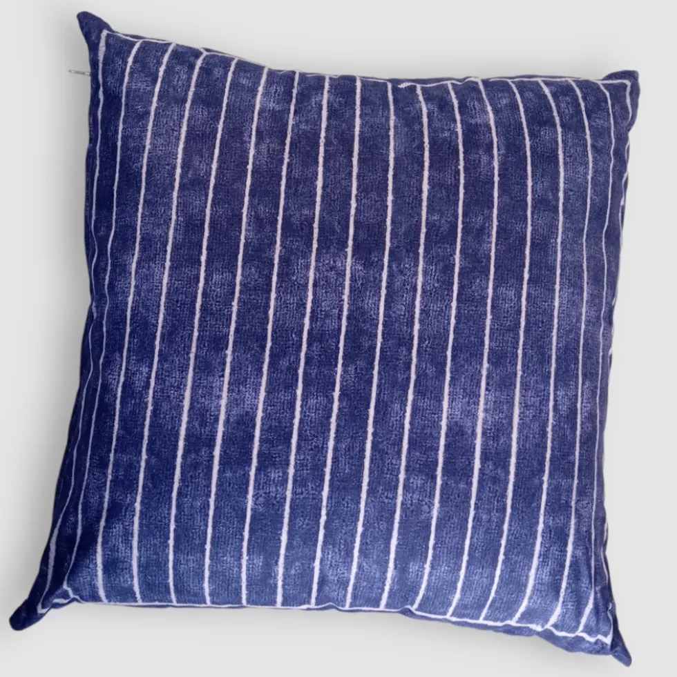 Cuscino Carrara LINE 40x40 puro cotone a righe blu