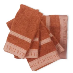 Full Set bagno in spugna 5 asciugamani TRUSSARDI Golf zucca