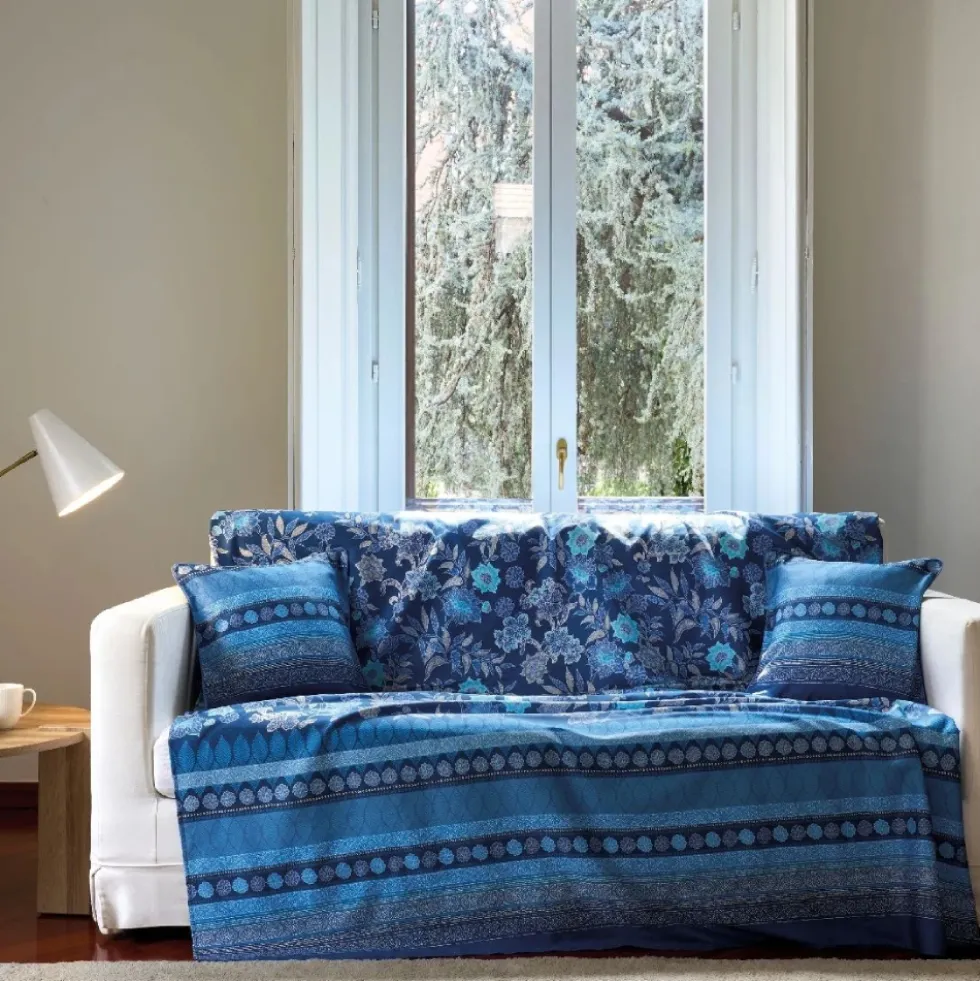 Granfoulard BASSETTI Varigotti B1 350x270 Telo Arredo MAXI floreale blu
