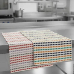 Kit 2x canovacci cucina in cotone ritorto 60x75 quadretti multicolor Dis.2