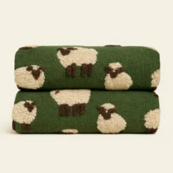 Lana cotta 150x170 morbido PLAID caldo Pecorelle verde muschio