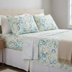 Lenzuola Caleffi completo matrimoniale in Cotone Graphics turchese