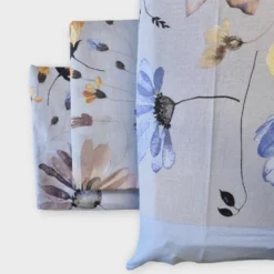 Lenzuola floreali completo matrimoniale in cotone ANIA bluette