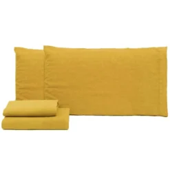 Lenzuola in lino e cotone completo matrimoniale Manila Olio