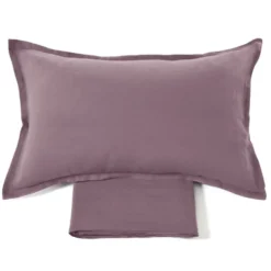 Lenzuola lino 100% e federe matrimoniale Soffio Melanzana