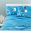 Lenzuola matrimoniale Caleffi Palm Spring bluette | Stampa Esotica