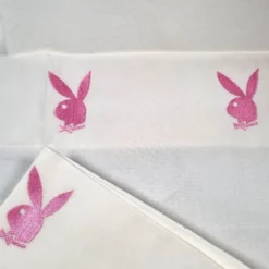 Lenzuola matrimoniali con federe PLAYBOY Embroidery ricamato rosa