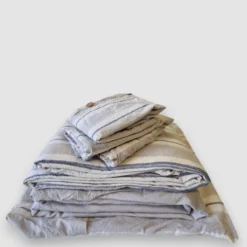 Lenzuola matrimoniali cotone stropicciato 250x290 naturale 10 effetto moda