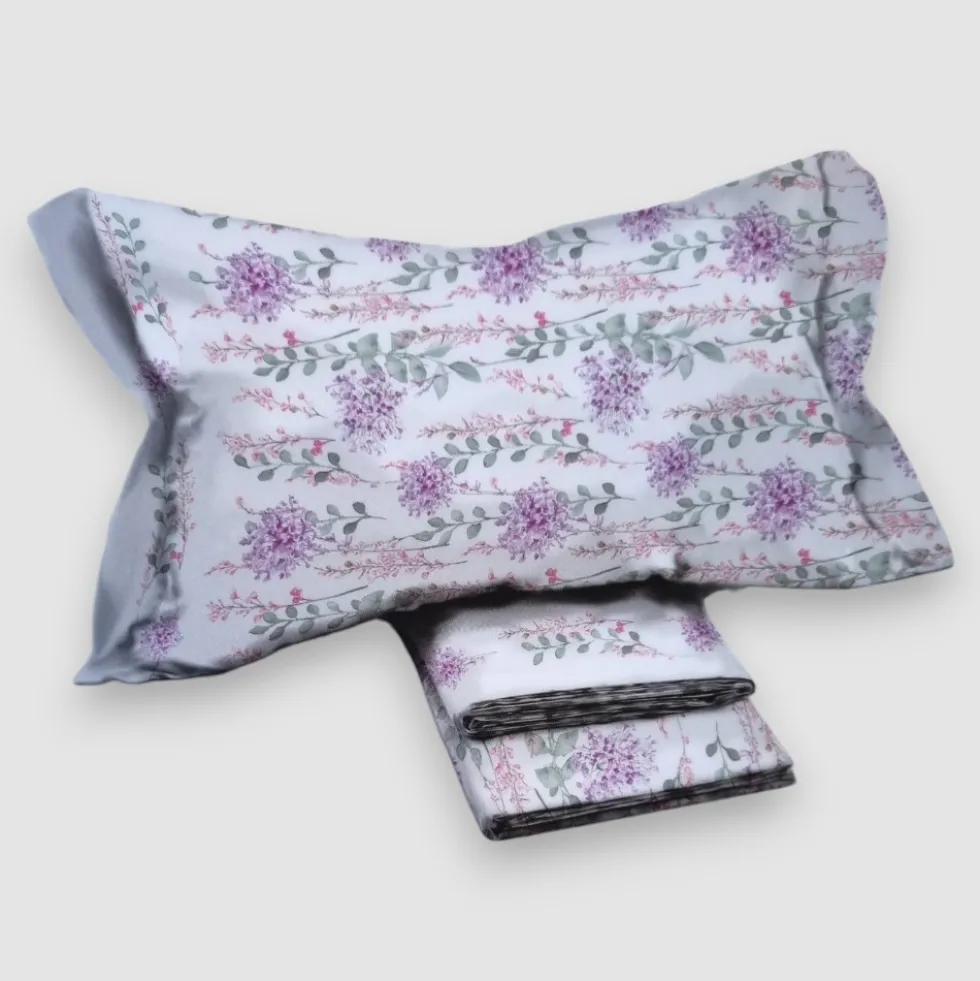 Lenzuola matrimoniali 100% cotone Darya fiorellini rosa leggere e fresche