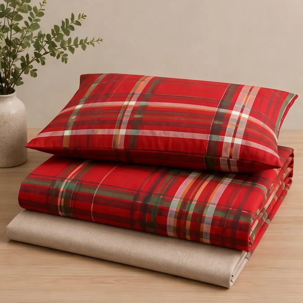Lenzuola Matrimoniali Tartan Bassetti Kilt R1rosso