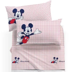 Lenzuola Topolino Caleffi completo Letto Disney Rosso Puro Cotone